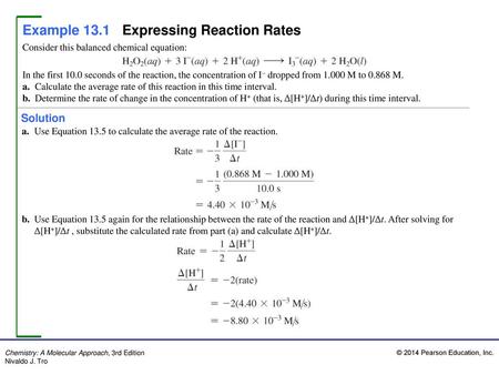 Example 13.1 Expressing Reaction Rates