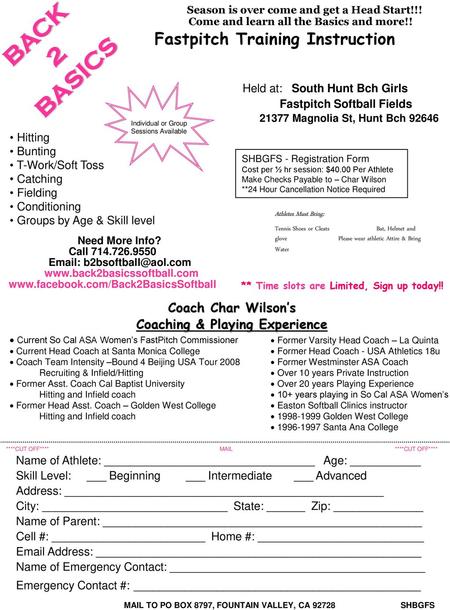 BACK BASICS 2 Fastpitch Training Instruction Coach Char Wilson’s