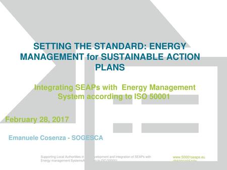 SETTING THE STANDARD: ENERGY MANAGEMENT for SUSTAINABLE ACTION PLANS