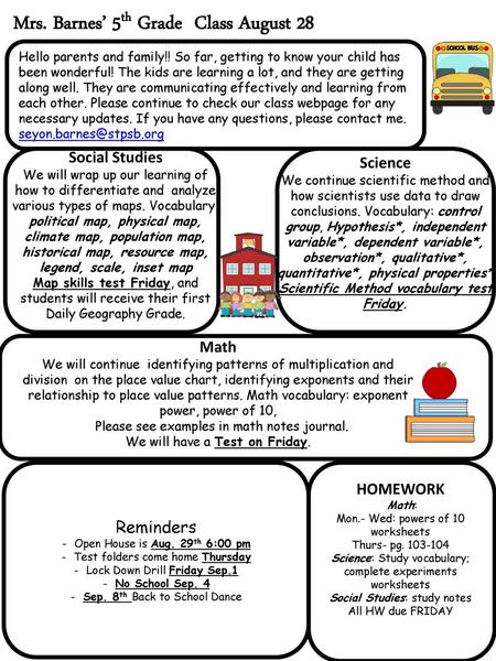 Scientific Method vocabulary test Friday.