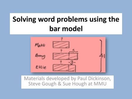 Solving word problems using the bar model