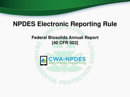 NPDES Electronic Reporting Rule