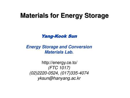 Materials for Energy Storage