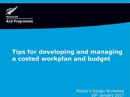 Tips for developing and managing a costed workplan and budget