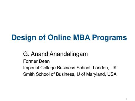 Design of Online MBA Programs