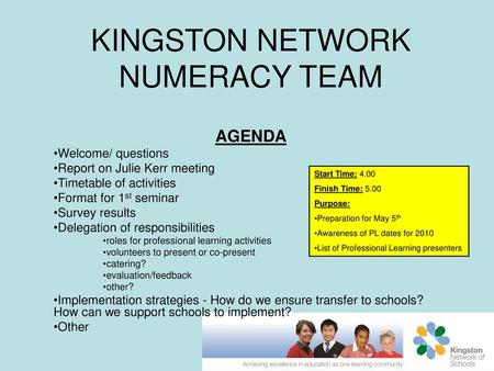 KINGSTON NETWORK NUMERACY TEAM