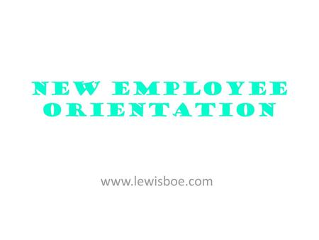 New Employee Orientation