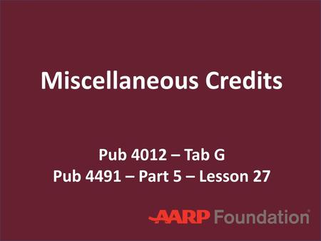 Miscellaneous Credits