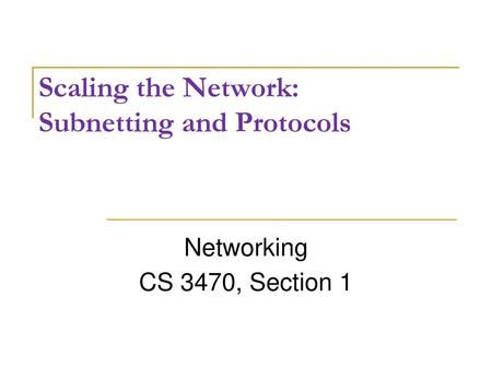 Scaling the Network: Subnetting and Protocols