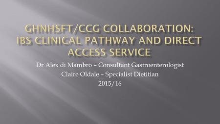 Dr Alex di Mambro – Consultant Gastroenterologist