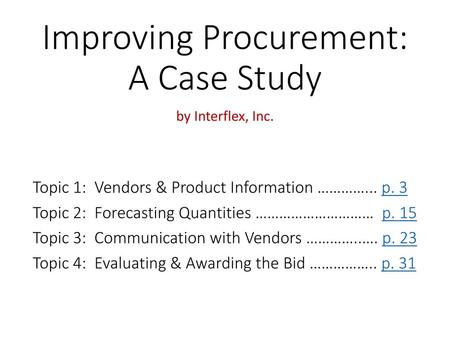 Improving Procurement: A Case Study