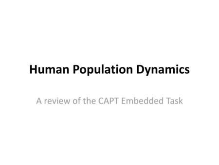 Human Population Dynamics