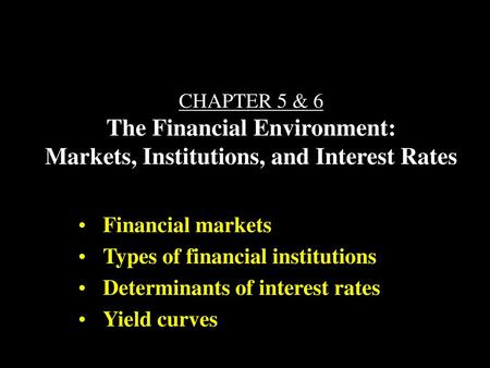 Types of financial institutions Determinants of interest rates