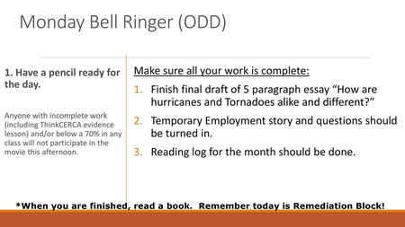 Monday Bell Ringer (ODD)