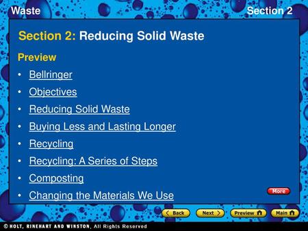 Section 2: Reducing Solid Waste