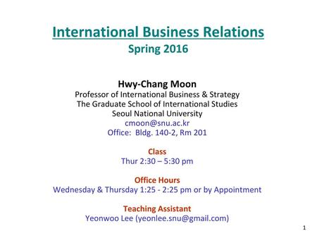 International Business Relations Spring 2016