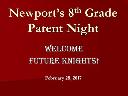 Newport’s 8th Grade Parent Night