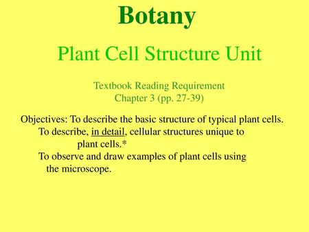 Plant Cell Structure Unit