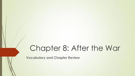 Vocabulary and Chapter Review