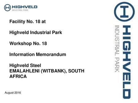 Highveld Industrial Park Workshop No. 18 Information Memorandum