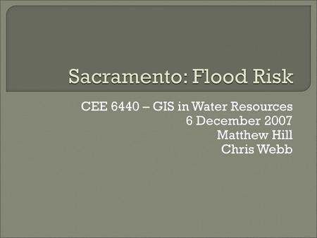 Sacramento: Flood Risk