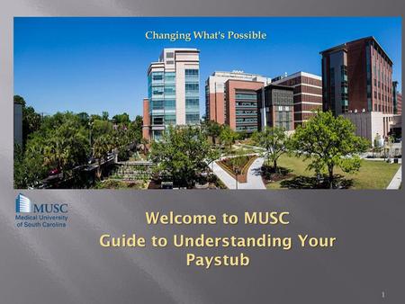 Welcome to MUSC Guide to Understanding Your Paystub