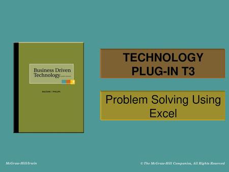 Problem Solving Using Excel