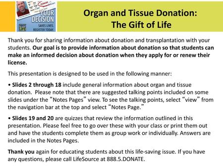 Organ and Tissue Donation: The Gift of Life