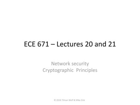 Network security Cryptographic Principles