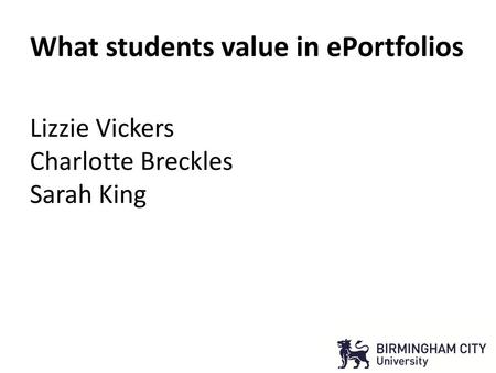 What students value in ePortfolios