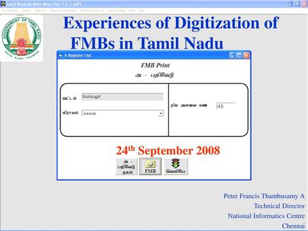 Experiences of Digitization of FMBs in Tamil Nadu