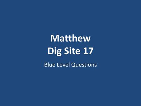 Matthew Dig Site 17 Blue Level Questions.