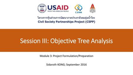 Session III: Objective Tree Analysis