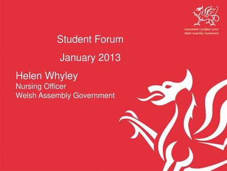 Student Forum January 2013 Helen Whyley Nursing Officer