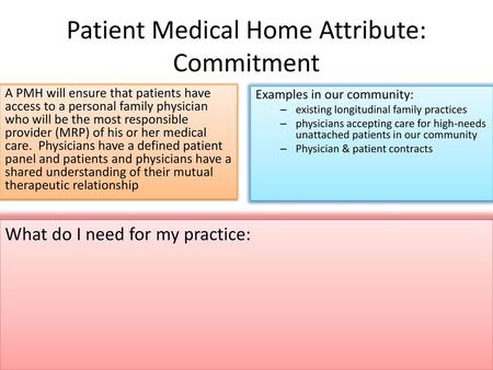 Patient Medical Home Attribute: Commitment