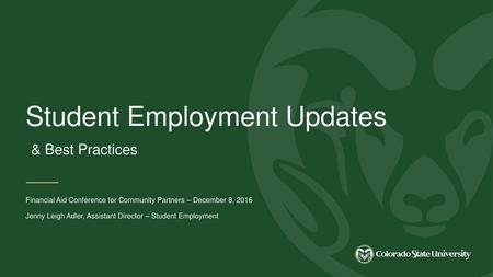 Student Employment Updates