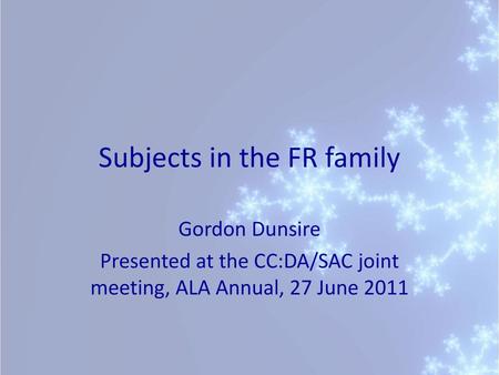 Subjects in the FR family