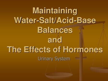 Maintaining Water-Salt/Acid-Base Balances and The Effects of Hormones