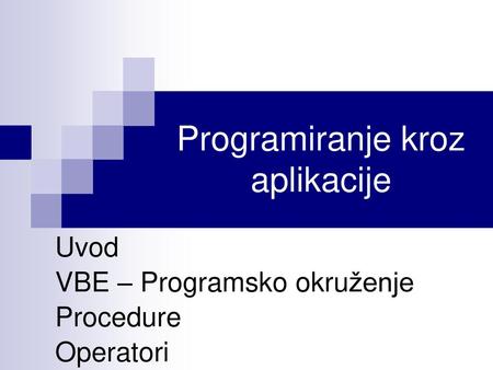 Programiranje kroz aplikacije