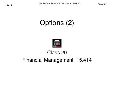 Class 20 Financial Management,