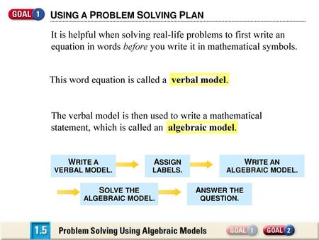 WRITE AN ALGEBRAIC MODEL.