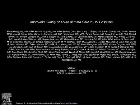 Improving Quality of Acute Asthma Care in US Hospitals