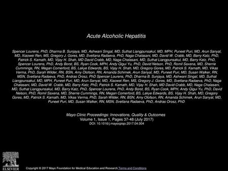 Acute Alcoholic Hepatitis