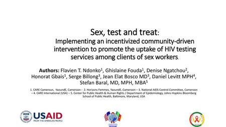 Sex, test and treat: Implementing an incentivized community-driven intervention to promote the uptake of HIV testing services among clients of sex workers.