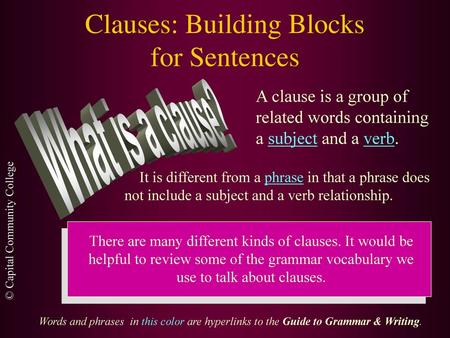 Clauses: Building Blocks for Sentences