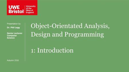 Object-Orientated Analysis, Design and Programming