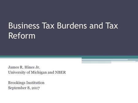 Business Tax Burdens and Tax Reform