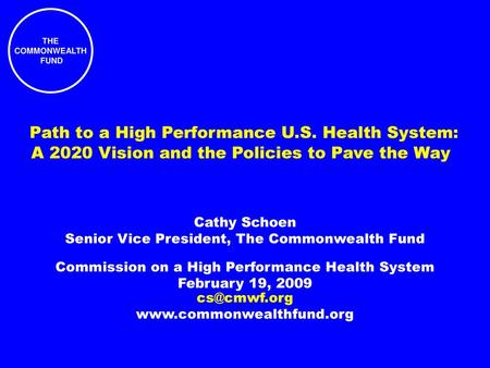 Path to a High Performance U. S