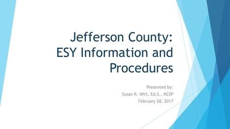 Jefferson County: ESY Information and Procedures