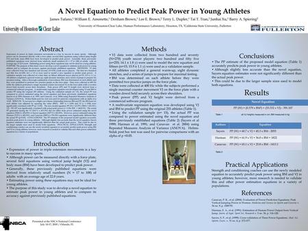 A Novel Equation to Predict Peak Power in Young Athletes